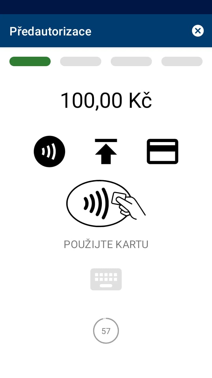 Obrazovka terminálu - Platba kartou
